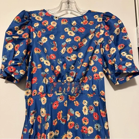 NWT ASOS blue floral midi tea dress size 4 - Picture 3 of 9
